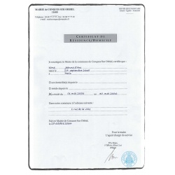 certificado de domicilio / certificado de residencia FR francés