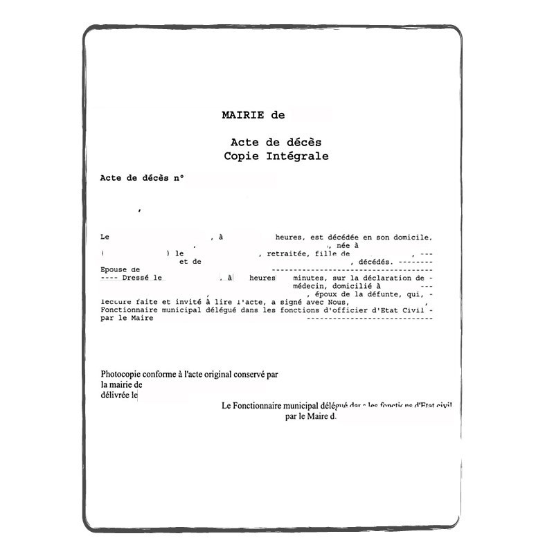Certificat de décès Certificat de décès