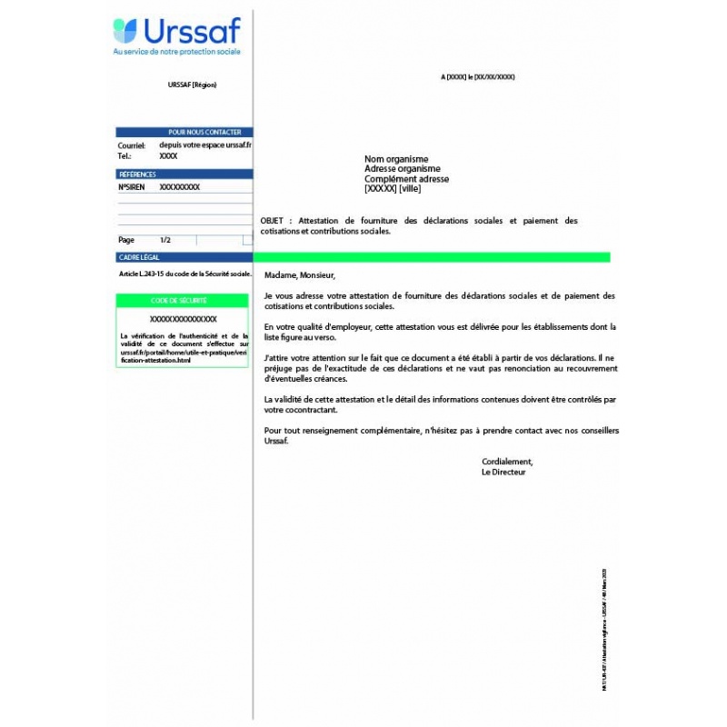 Certificate of Social Security Contributions